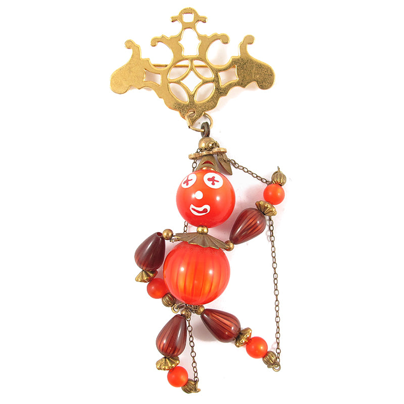 Vintage Beads Reassembled in the Form of a Puppet Brooch