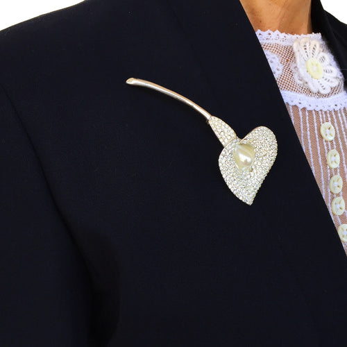 Vintage Napier Sterling Silver and Faux Pearl Lilly Flower Brooch c. 1930