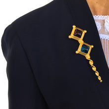 Load image into Gallery viewer, Vintage Signed &#39;Karl Largerfeld&#39; Gold Plated Glass Stone Brooch