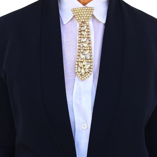 Vintage Clear Crystal Tie Brooch c. 1950