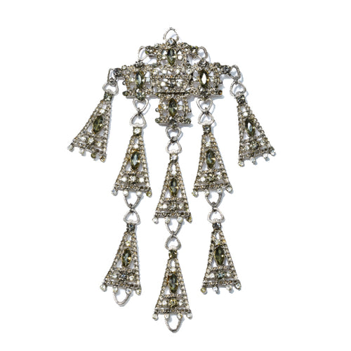 Vintage Clear Crystal Large Pendant Brooch c. 1970