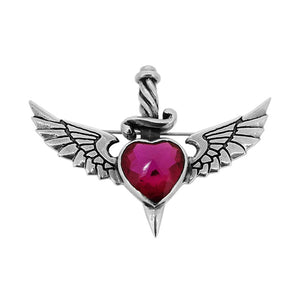 William Griffiths Sterling Silver and Cubic Zirconia Heart Dagger & Wings Brooch