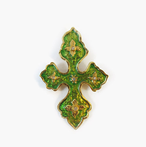 French Vintage Signed 'Scherrer Paris' Enamel Brooch