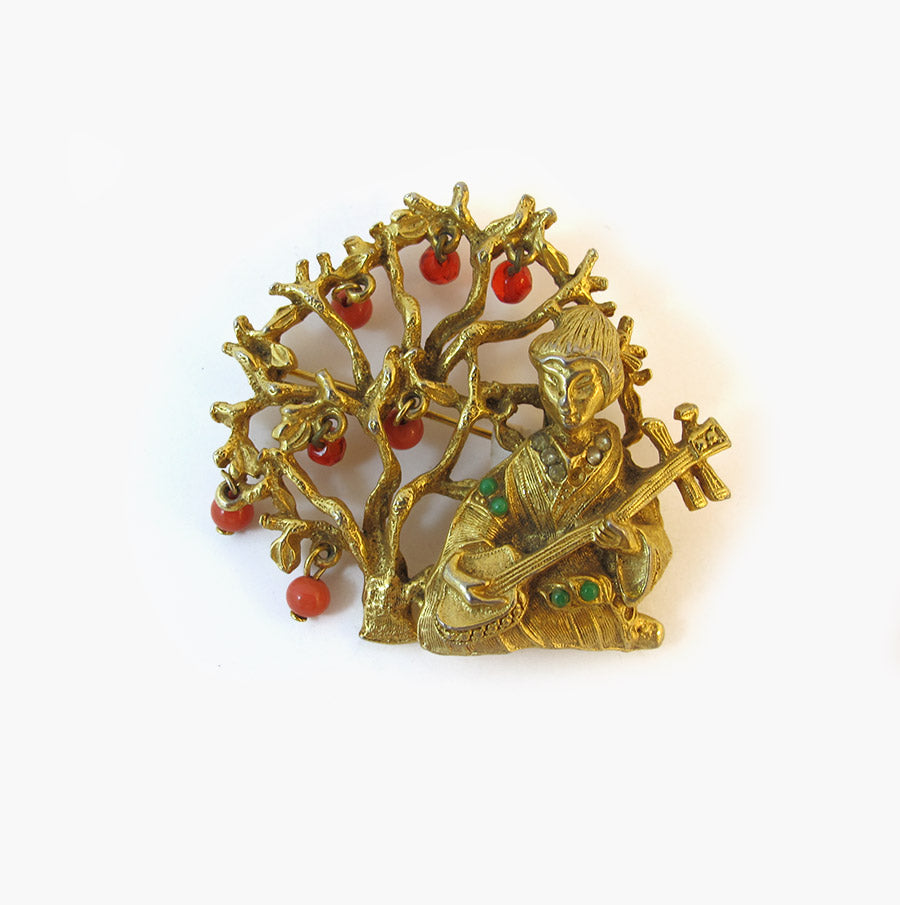 Signed Art Oriental Brooch