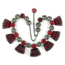 Load image into Gallery viewer, Harlequin Market Detail Crystal Accent Necklace - Black Diamond + Light Siam