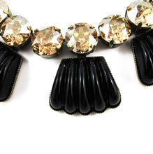 Load image into Gallery viewer, Harlequin Market Detail Crystal Accent Necklace - Black Opaque + Golden Shadow
