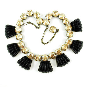 Harlequin Market Detail Crystal Accent Necklace - Black Opaque + Golden Shadow