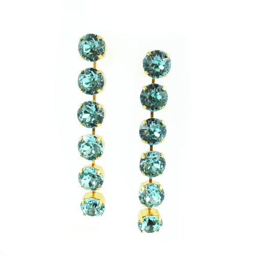 Harlequin Market 6 Drop Crystal Earrings - Aquarmarine