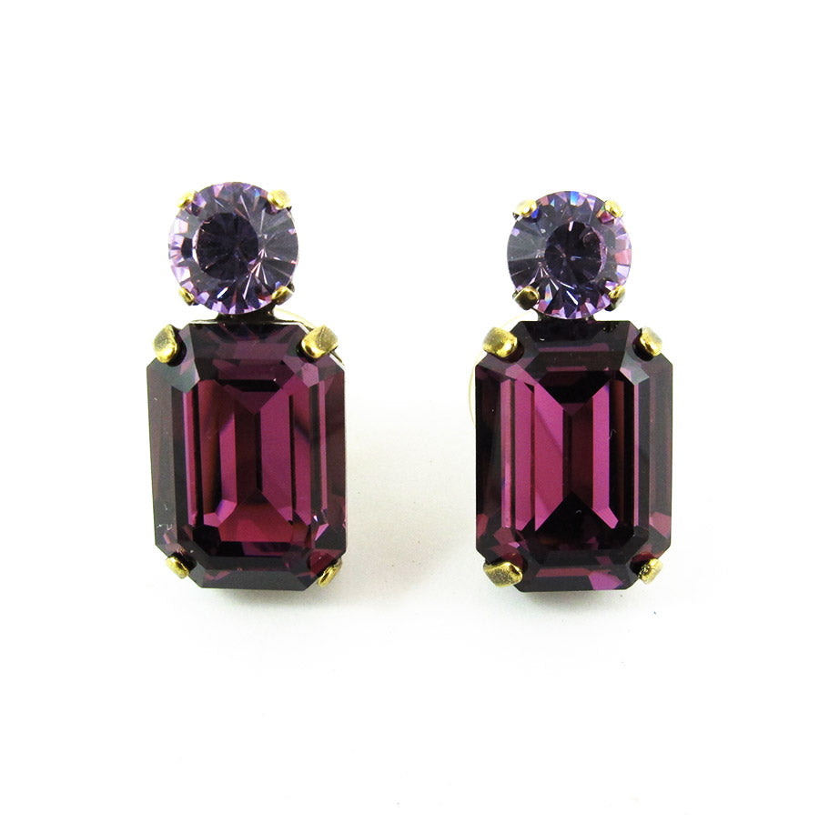 Harlequin Market Crystal Earrings - Amethyst + Light Amethyst
