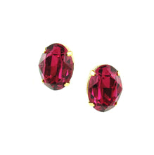 Load image into Gallery viewer, Harlequin Market Large Oval Crystal Earrings - Fuchsia