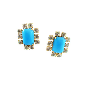 Harlequin Market Detail Earrings - Turquoise + Clear -(Pierced earrings)