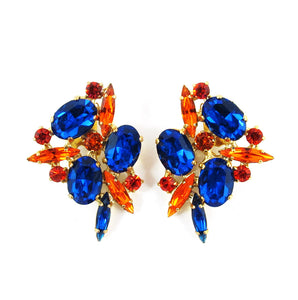 Harlequin Market Capri Blue, Hyacinth & Topaz Crystal Earrings