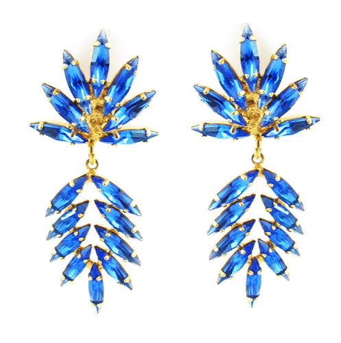 Harlequin Market Detail Earrings - Sapphire -(Clip-On Earrings)