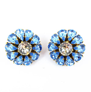 Harlequin Market Crystal Earrings - Light Sapphire + Clear