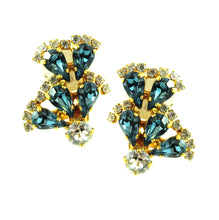 Load image into Gallery viewer, Harlequin Market Crystal Earrings - Indian Sapphire + Clear