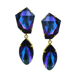 Harlequin Market Blue Square Drop Crystal Earrings