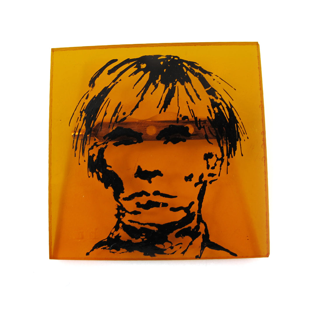 Signed 'C.D' Hand Painted 'Andy Warhol' Plastic Brooch