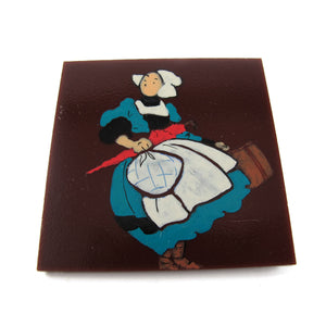 Signed 'C.D' Hand Painted 'Mary Poppins' Plastic Brooch