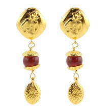 Load image into Gallery viewer, Chanel Vintage Red Gripoix Pate-de-Verre Gold Mademoiselle Drop Earrings c. 1990 (Clip-on) - Harlequin Market
