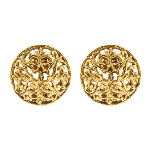 Chanel Vintage CC Textured Gold Detail Round CC Earrings c. 2006 (Clip-on) - Harlequin Market