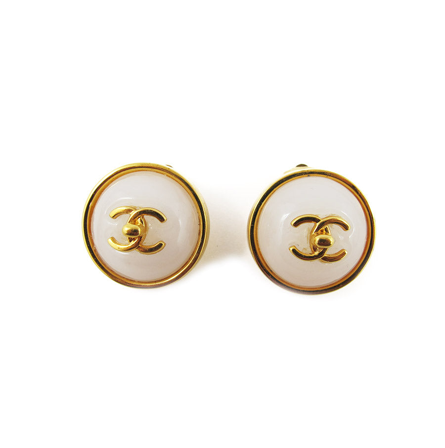 Vintage Signed 'CHANEL' Logo Earrings