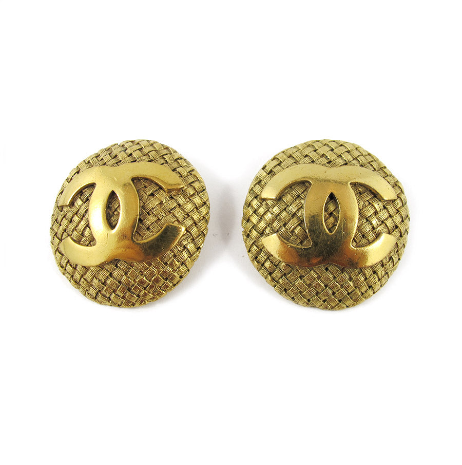 Vintage Signed 'CHANEL' Logo Earrings c. 1980