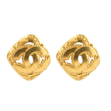 Load image into Gallery viewer, Chanel Vintage Signed Gold Tone Diamond Shape CC Logo Earrings - 95-A- ( Clip-On earrings) - Harlequin Market