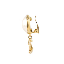 Load image into Gallery viewer, Chanel Vintage Signed Faux Pearl Gold Tone Logo Drop Earrings - 1993 P - Harlequin Market