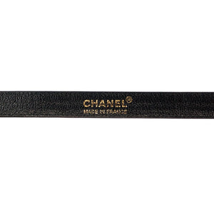 Chanel Vintage Black Lambskin Thin Belt with Gold Buckle c. 1980 - Harlequin Market