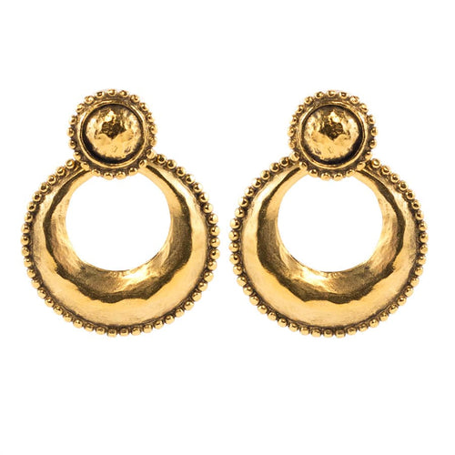 Chanel Vintage Signed Gold Tone Door Knocker earrings c. 1990 - Harlequin Market