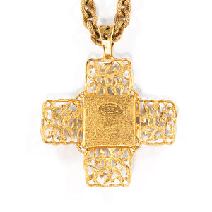 Chanel Vintage Red Gripoix Cross Pendant Necklace - Collection 25 - Harlequin Market