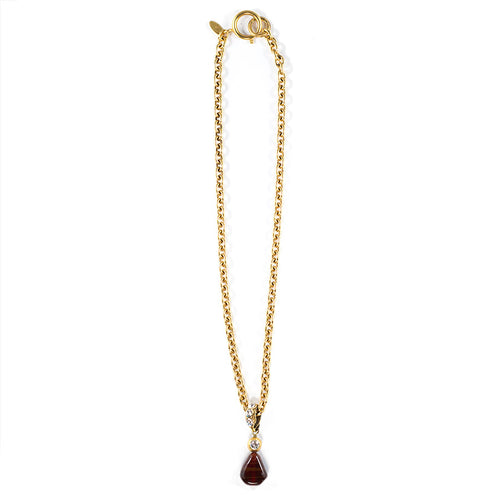 Gripoix Chanel Red Pate-de-Verre Vintage Small Drop Pendant c. 1980