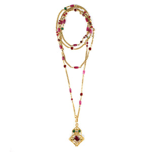 Chanel Gripoix Vintage Long Sautoir Necklace w Detachable Pin - 1983 - Harlequin Market