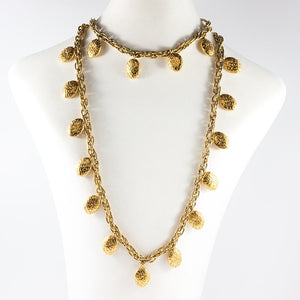 Chanel Vintage Long Gold tone Nuggets Necklace c. 1970s - Harlequin Market