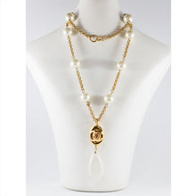 Load image into Gallery viewer, Chanel Vintage Signed Faux Pearl Necklace With Centre Drop c. 1970 - Harlequin Market