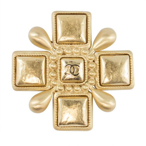 Chanel Vintage Signed Gold Maltese Cross Brooch - Pin - Spring 07 - Harlequin Market