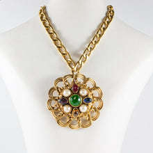 Load image into Gallery viewer, Gripoix Chanel Pate-de-Verre Vintage Oversized Pendant Necklace c. 1970s