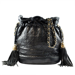 Chanel Vintage Quilted Leather Drawstring Chain Shoulder Bag c. 1980 - Harlequin Market