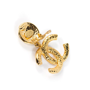 Chanel Vintage Signed Gold Tone CC Logo Earrings - 1995 - Harlequin Market