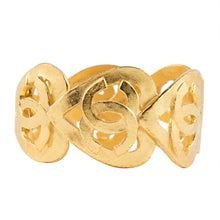 Load image into Gallery viewer, Chanel Vintage Signed Logo Heart Gold Plated Hinged Cuff 1995 - Harlequin Market