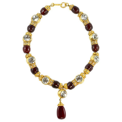 Chanel Vintage Red Gripoix & Crystal Choker Necklace. 1970 - Harlequin Market