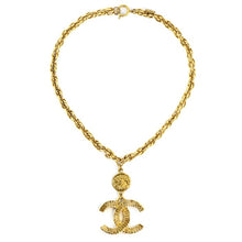 Load image into Gallery viewer, Chanel Vintage Gold-tone Short Necklace with CC Logo &amp; Coin c. 1970 - Harlequin Market