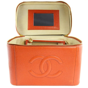 Chanel Vintage Orange Caviar Leather Beauty Case c. 2000s - Harlequin Market