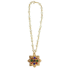 Load image into Gallery viewer, Chanel Vintage Long Pearl Necklace with Multi Coloured Gripoix Star Pendant - 1985 - Harlequin Market