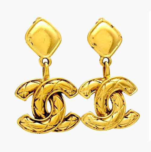 Vintage Signed 'Chanel' Logo Earrings