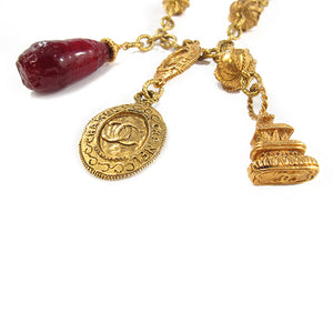 Rare Chanel Vintage Signed Gripoix Charm Pendent Necklace c. 1970