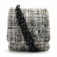 Load image into Gallery viewer, Chanel Blue &amp; Grey Checked Pattern Tweed Camellia Shoulder Strap Bag - Harlequin Market