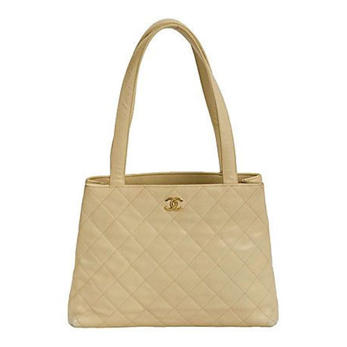 Vintage Chanel Cream Caviar Quilted Handbag c. 1970