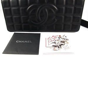 Vintage Chanel Black Lambskin Chocolate Bar Evening Bag c. 1980's