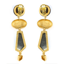 Load image into Gallery viewer, Christian Lacroix Signed Vintage Tortoiseshell Resin &amp; Gold Tone Abstract Drop Earrings c. 1980 - Harlequin Market